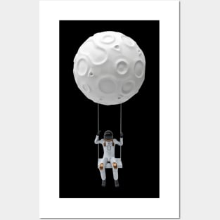 astronaut on the moon Posters and Art